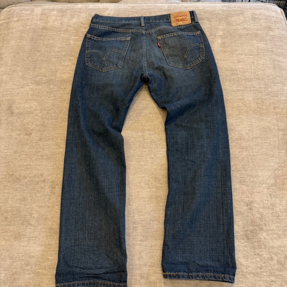 Levi Strauss 505 Straight Fit Mens Jeans Dark Wash Size 32 x 30 - Picture 2 of 6